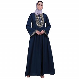 Firdaus Pintuck embroidery abaya-Teal